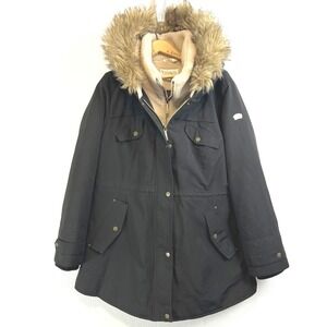 Koolaburra by UGG Women's Parka Winter Jacket Sz L Sherpa Bib Faux Fur Trim Cozy